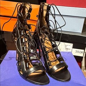 Aquazzura Black Lace-Up Heels